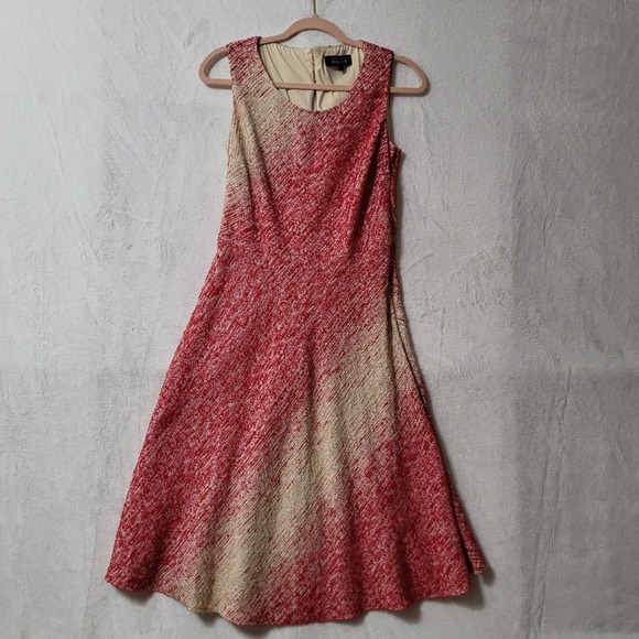 Teri Jon Dress Fit & Flare Sleeveless Party Cocktail Red Beige Size‎ 12 - Picture 1 of 9